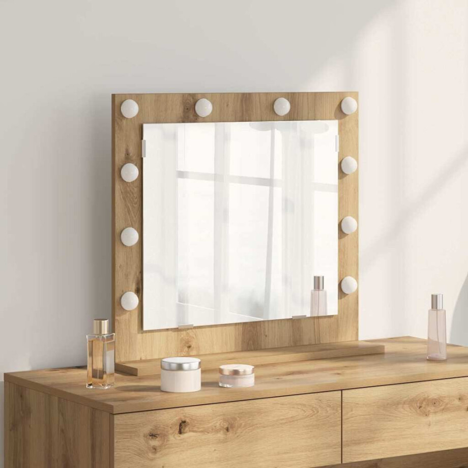 vidaXL Schmink Spiegel Rechthoekig Sonoma Eiken 60 x 55 x 18 cm afbeelding 1