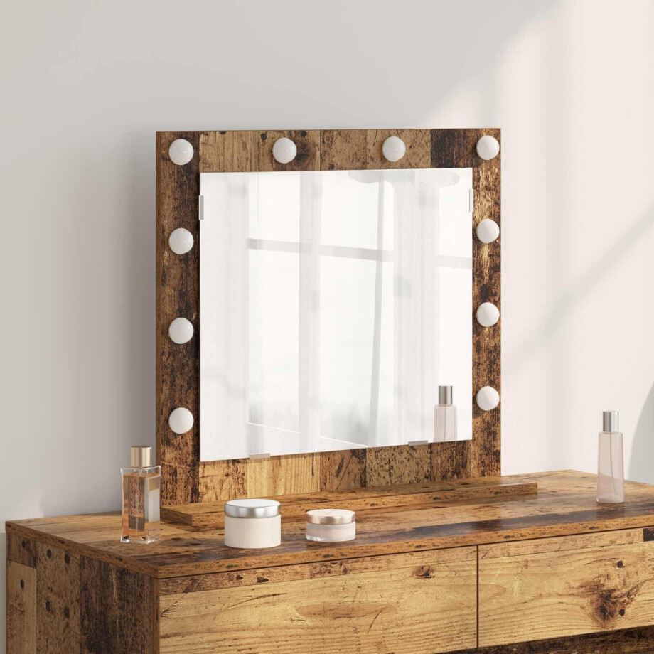 vidaXL Schmink Spiegel Rechthoekig met spiegel Oudhout 60 x 55 x 18 cm afbeelding 1