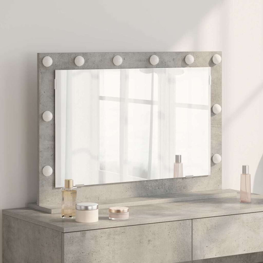 vidaXL Schmink Spiegel Rechthoekig Beton Grijs 80 x 55 x 18 cm afbeelding 1