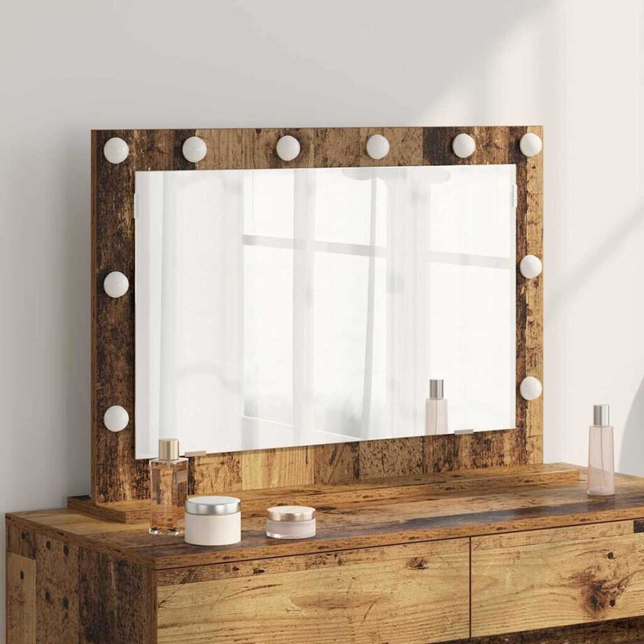 vidaXL Schmink Spiegel Rechthoekig met spiegel Oudhout 80 x 55 x 18 cm vidaXL Schmink Spiegel Rechthoekig met spiegel Oudhout 80 x 55 x 18 cm afbeelding 1