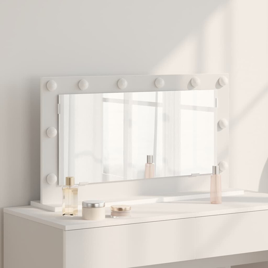 vidaXL Schmink Spiegel Wit 80 x 45 x 18 cm Glas en Hout met Kunststof vidaXL Schmink Spiegel Wit 80 x 45 x 18 cm Glas en Hout met Kunststof afbeelding 1