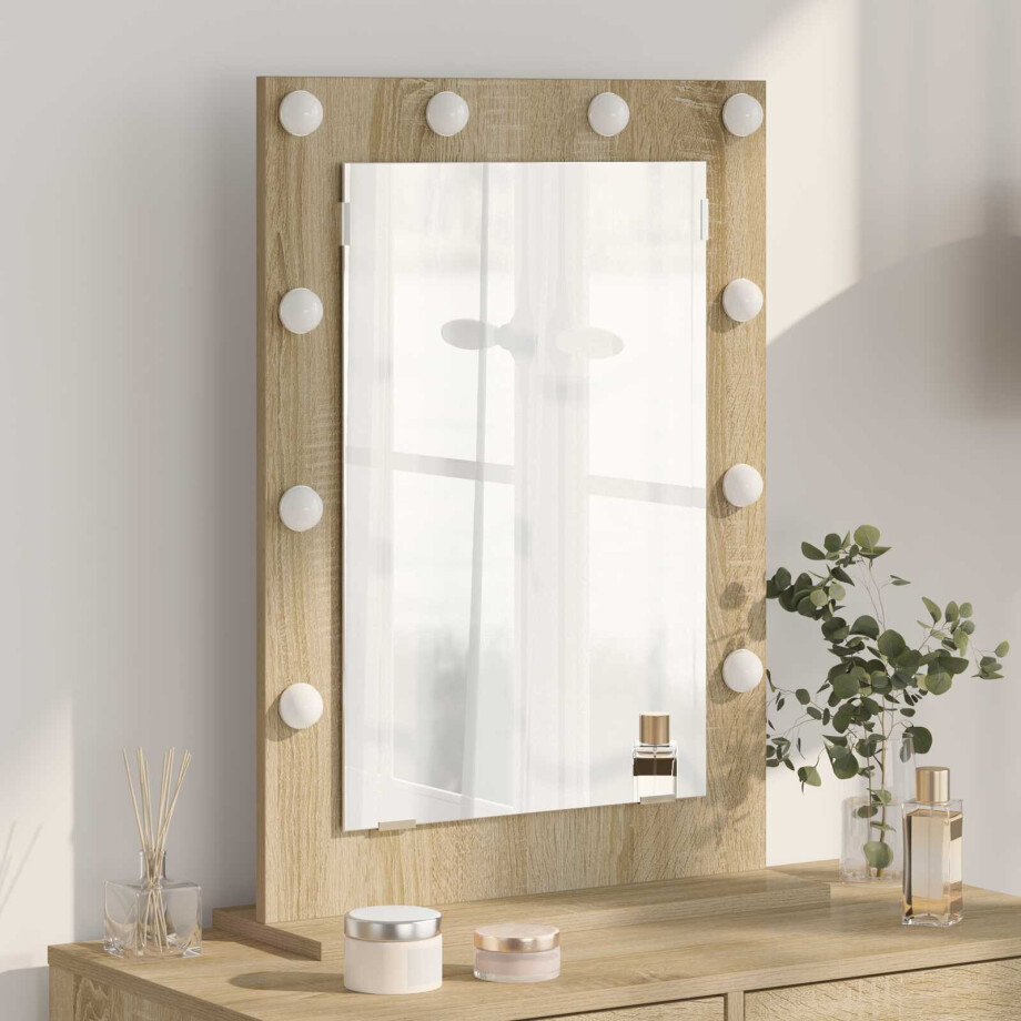 vidaXL Schmink Spiegel Rechthoekig Sonoma Eiken 70 x 50 x 18 cm afbeelding 1