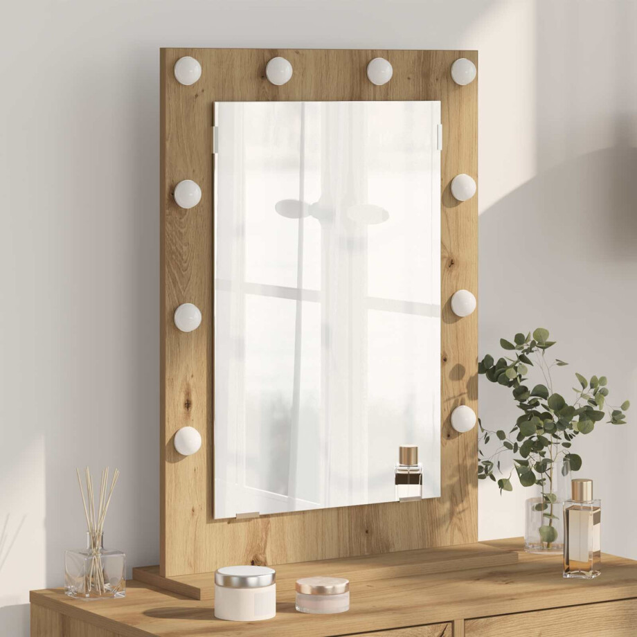 vidaXL Schmink Spiegel Rechthoekig Artisan Eiken 70 x 50 x 18 cm afbeelding 1