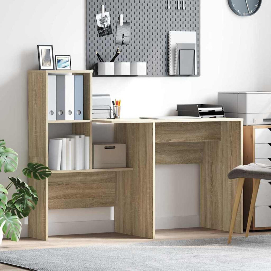 vidaXL Bureau Sonoma Eiken 131,5 x 50 x 106,5 cm Bewerkt hout vidaXL Bureau Sonoma Eiken 131,5 x 50 x 106,5 cm Bewerkt hout afbeelding 1