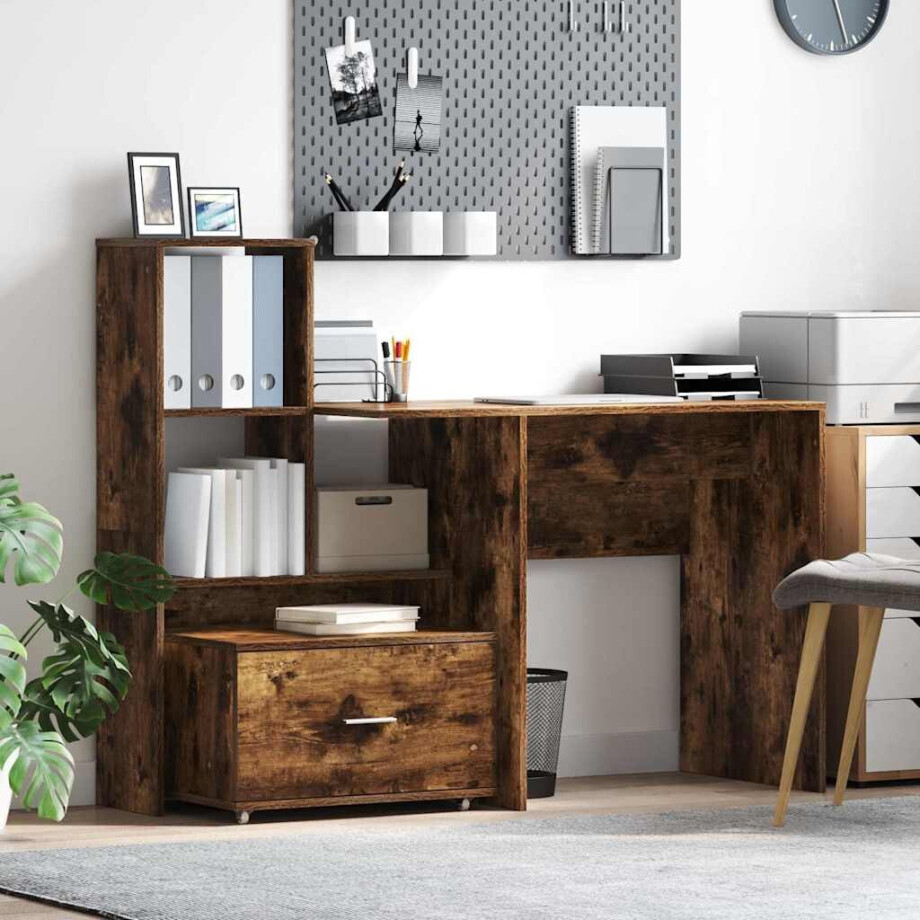 vidaXL Ladenkast met wiel Gerookt eiken 55 x 45 x 31 cm vidaXL Ladenkast met wiel Gerookt eiken 55 x 45 x 31 cm afbeelding 1