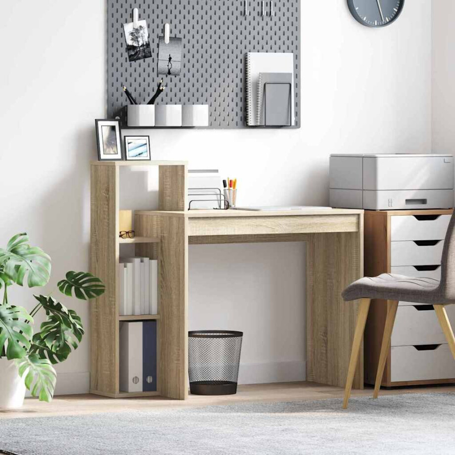 vidaXL Bureau met plank Sonoma Eiken 100 x 40 x 90 cm Bewerkt hout afbeelding 1