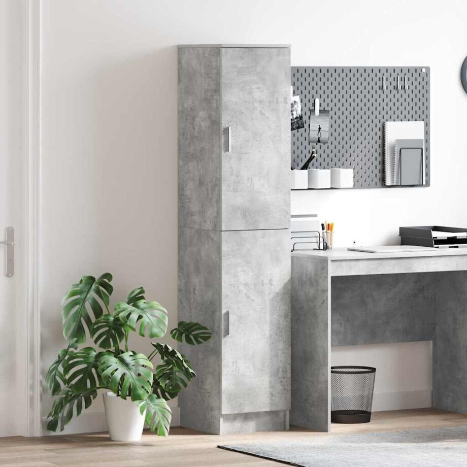 vidaXL Hoge kast Beton Grijs 35 x 39 x 168 cm afbeelding 1