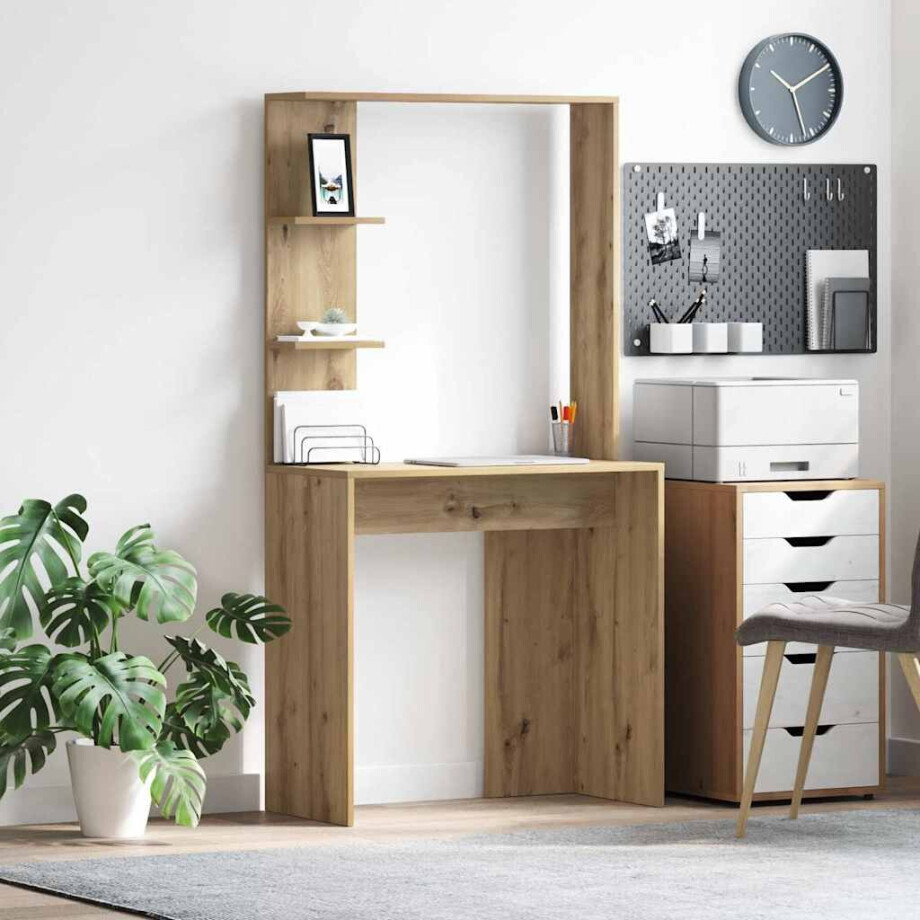 vidaXL Bureau Artisan Eiken 78,5 x 37 x 154,5 cm Bewerkt hout vidaXL Bureau Artisan Eiken 78,5 x 37 x 154,5 cm Bewerkt hout afbeelding 1