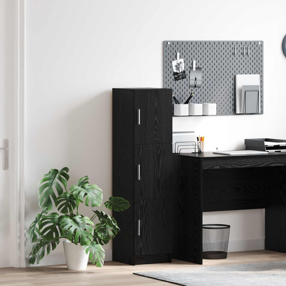 vidaXL Hoge kast Zwart Eiken 31.5 x 32 x 122.5 cm afbeelding 1