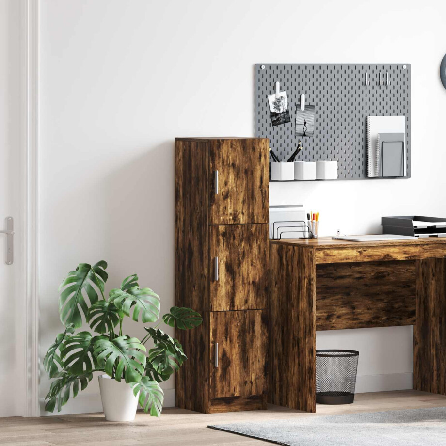 vidaXL Hoge kast Gerookt eiken 31.5 x 32 x 122.5 cm afbeelding 1