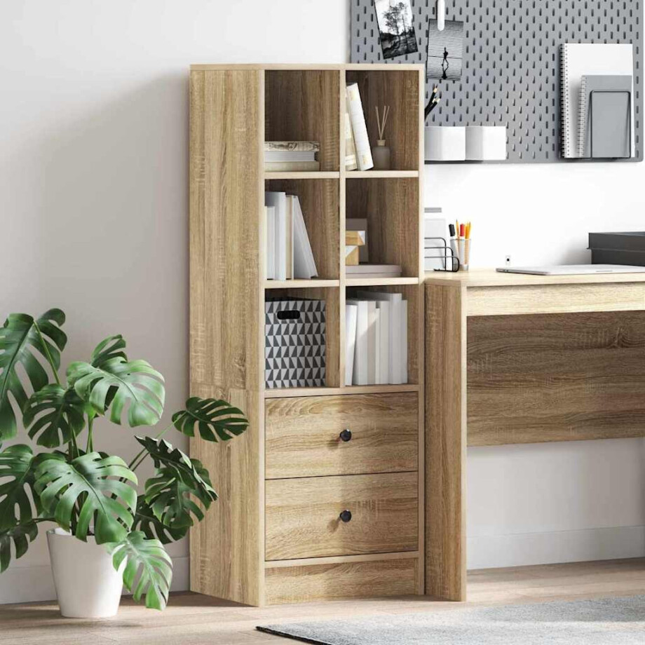 vidaXL Hoge kast met lade Sonoma Eiken 45,5 x 34 x 127 cm afbeelding 1