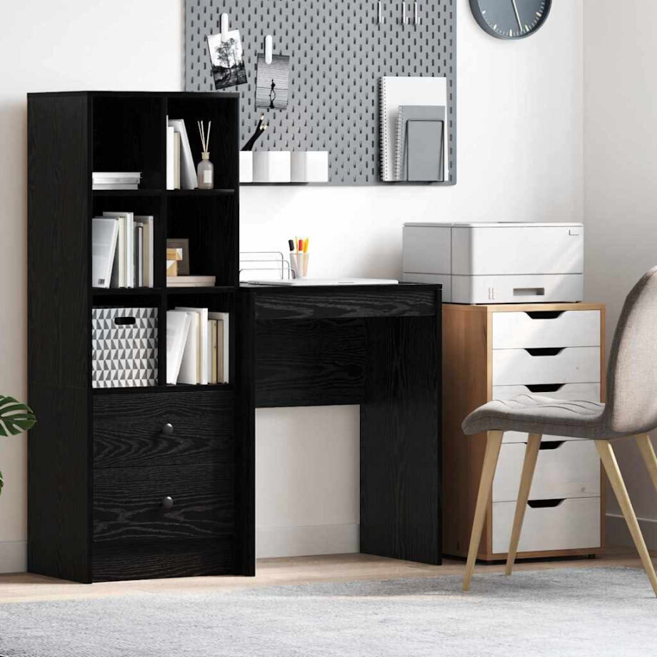 vidaXL Bureau Zwart Eiken 60 x 40 x 76 cm afbeelding 1