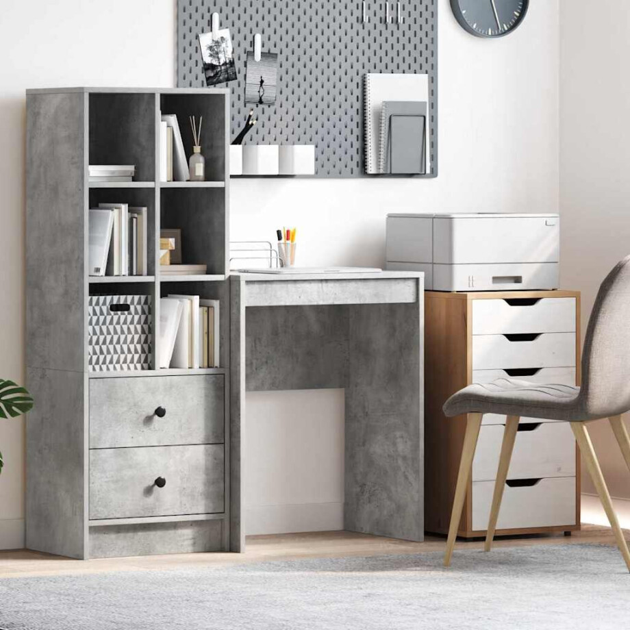 vidaXL Bureau Beton Grijs 60 x 40 x 76 cm afbeelding 1