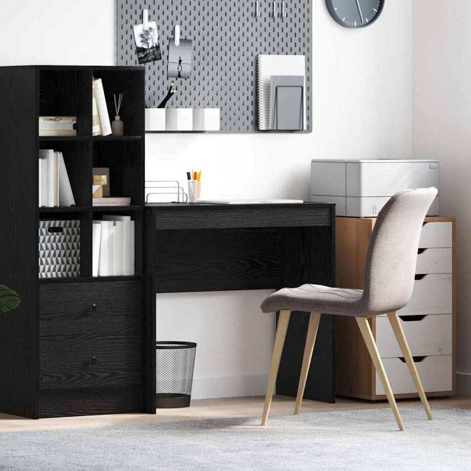 vidaXL Bureau Zwart Eiken 80 x 40 x 76 cm afbeelding 1