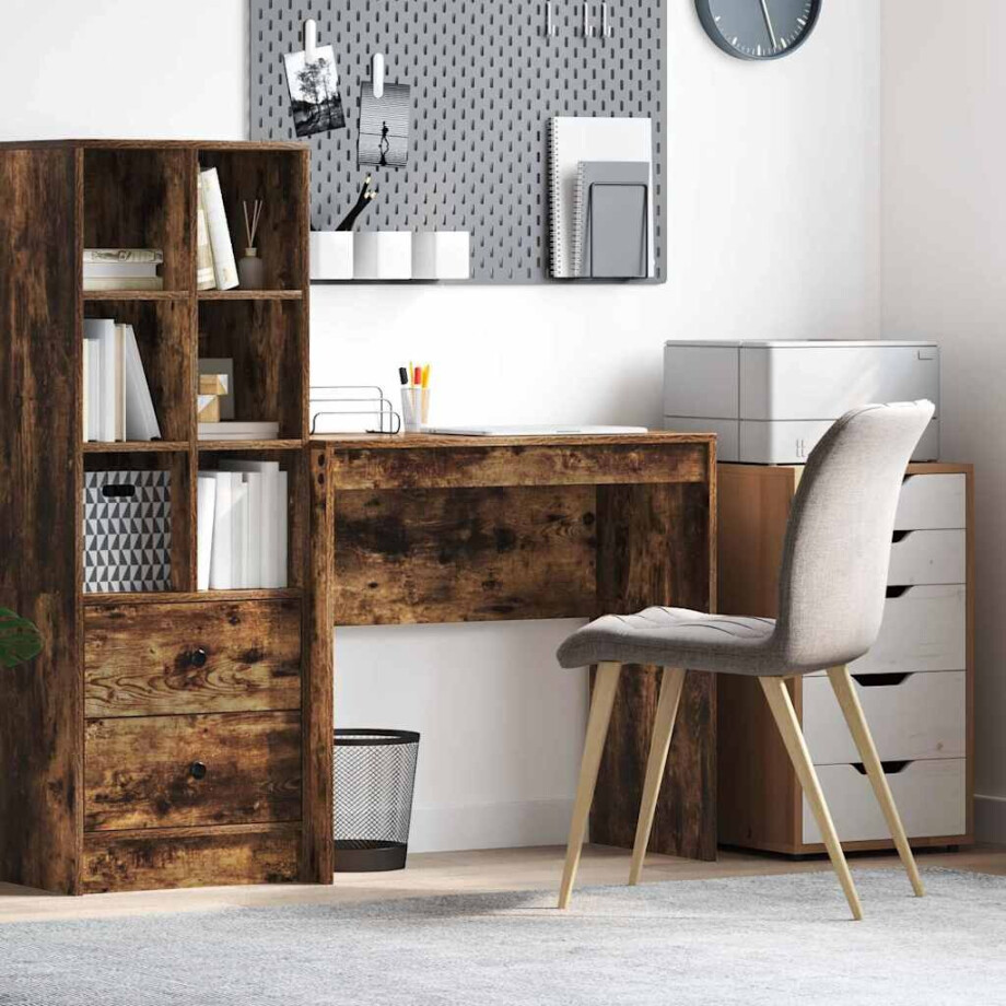 vidaXL Bureau Gerookt eiken 80 x 40 x 76 cm afbeelding 1