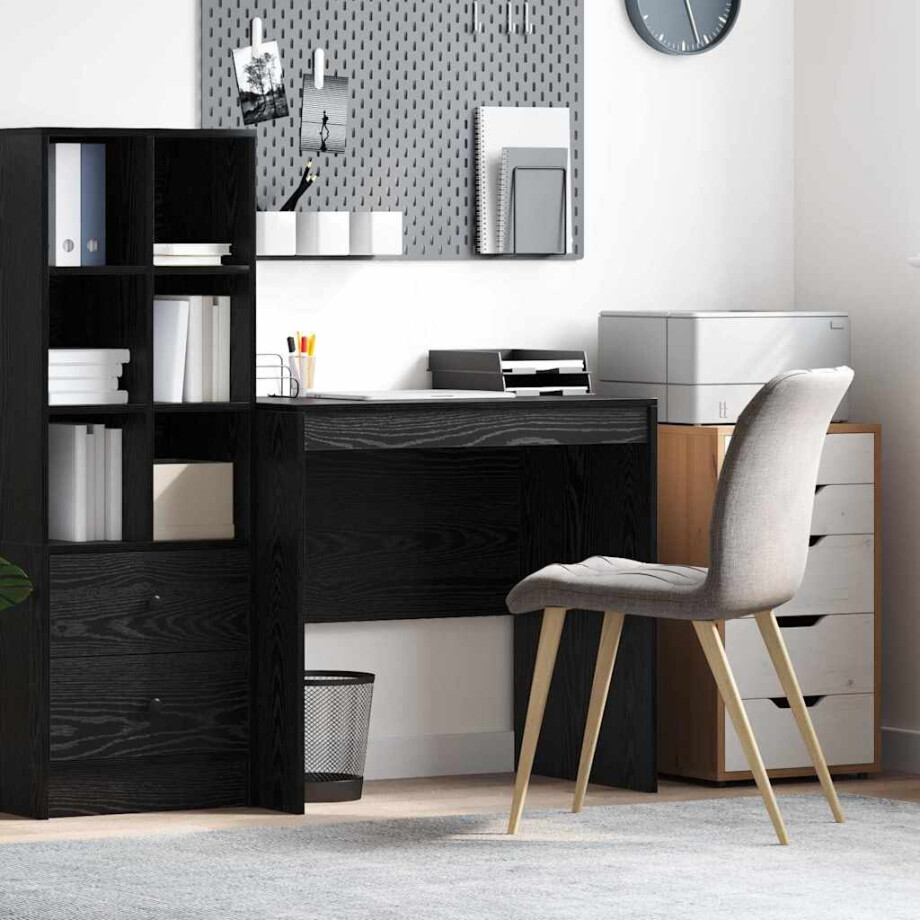 vidaXL Bureau Zwart Eiken 80 x 50 x 76 cm afbeelding 1