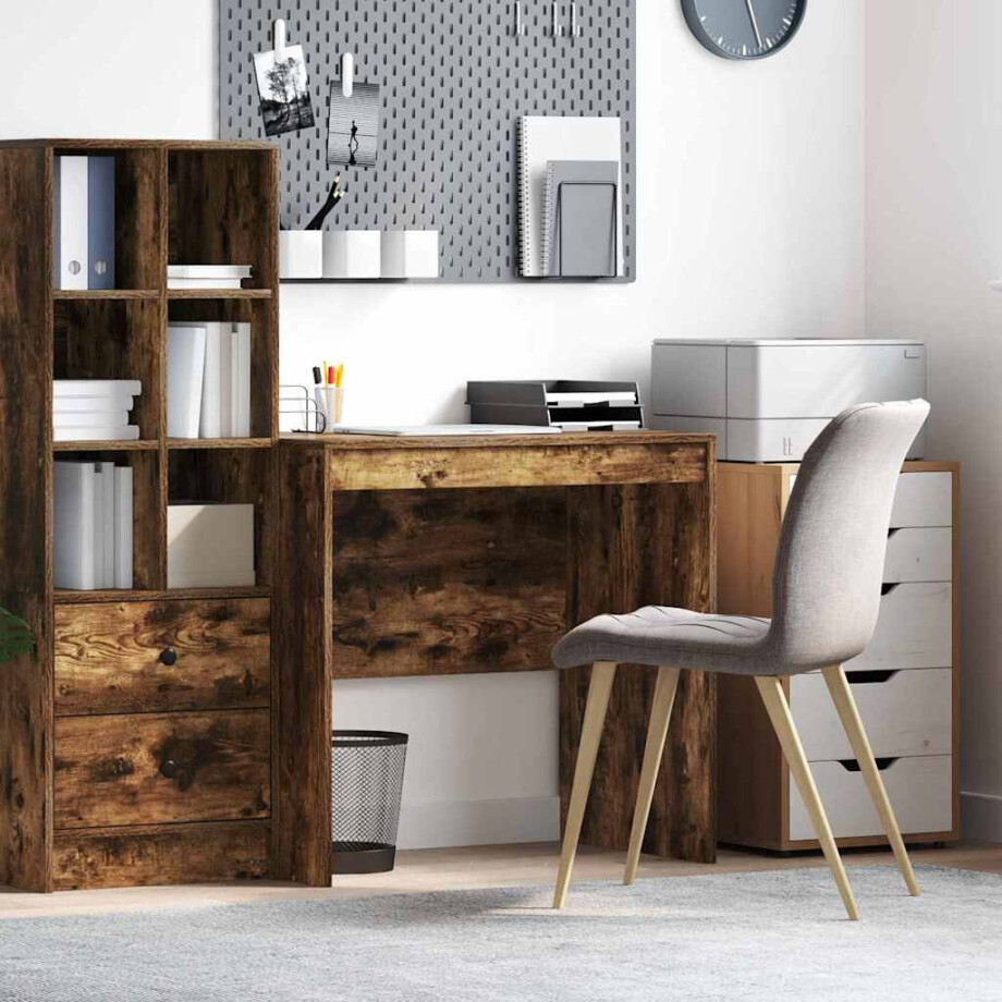 vidaXL Bureau Gerookt eiken 80 x 50 x 76 cm afbeelding 1