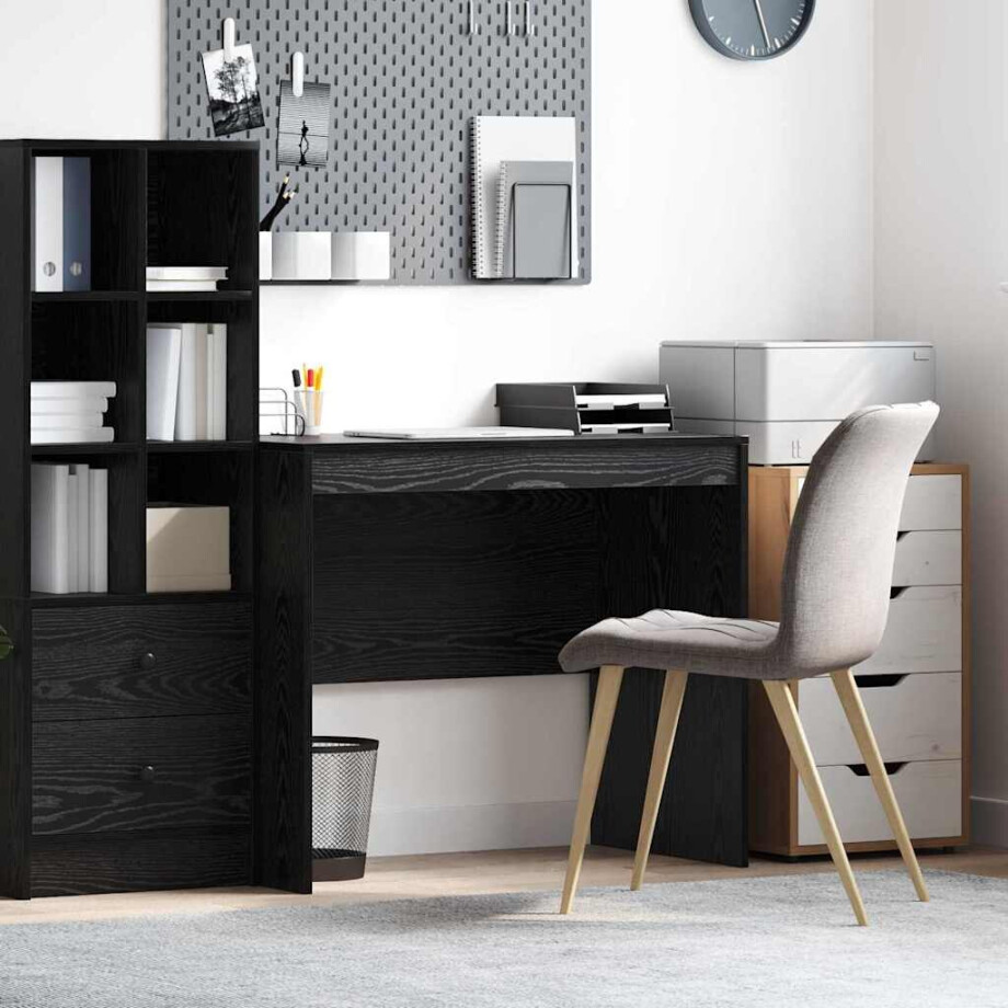 vidaXL Bureau Zwart Eiken 90 x 50 x 76 cm vidaXL Bureau Zwart Eiken 90 x 50 x 76 cm afbeelding 1