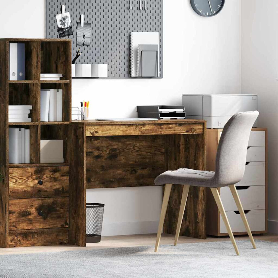 vidaXL Bureau Gerookt eiken 90 x 50 x 76 cm afbeelding 1