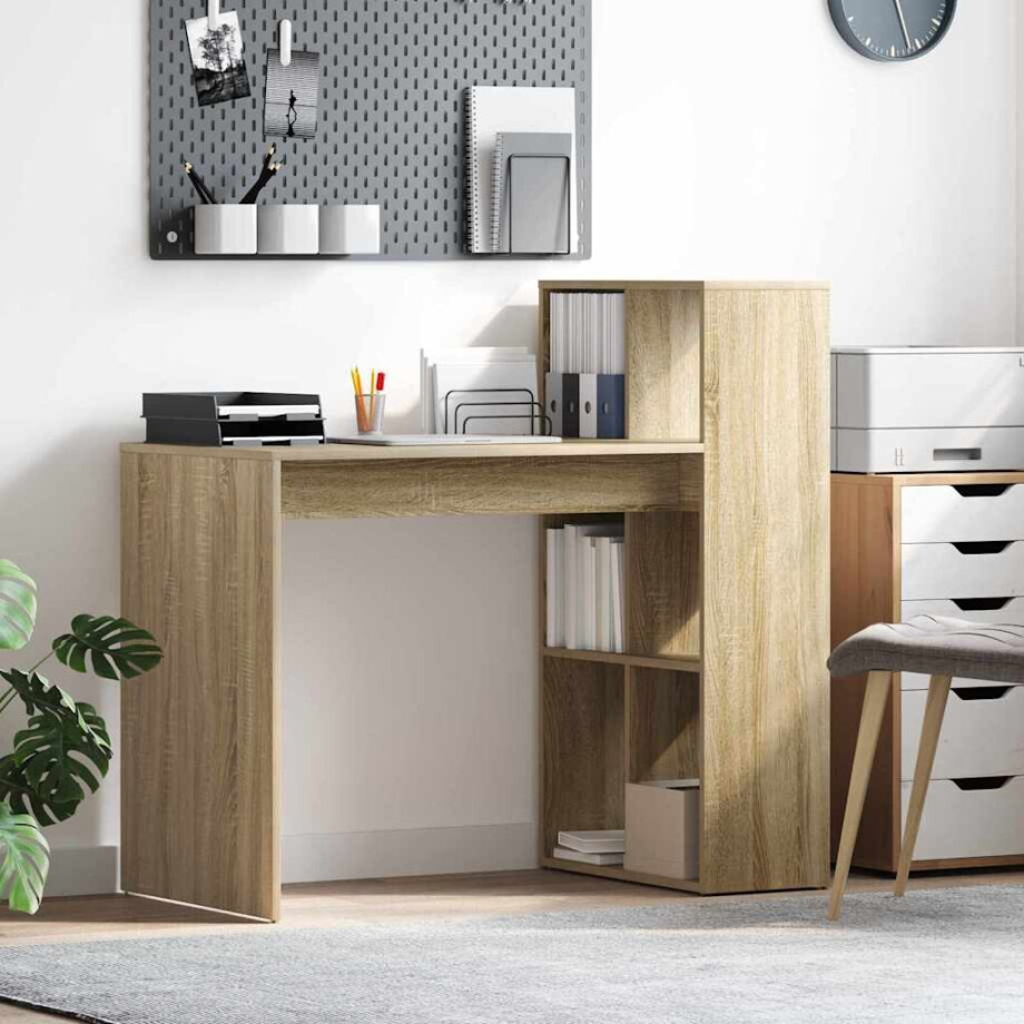 vidaXL Bureau met plank Sonoma Eiken 108 x 55 x 103.5 cm Bewerkt hout afbeelding 1