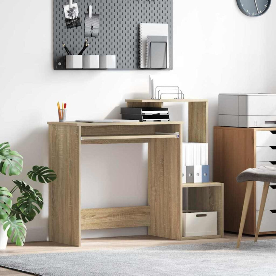 vidaXL Bureau met lade Sonoma Eiken 106 x 41 x 88.5 cm Bewerkt hout afbeelding 1