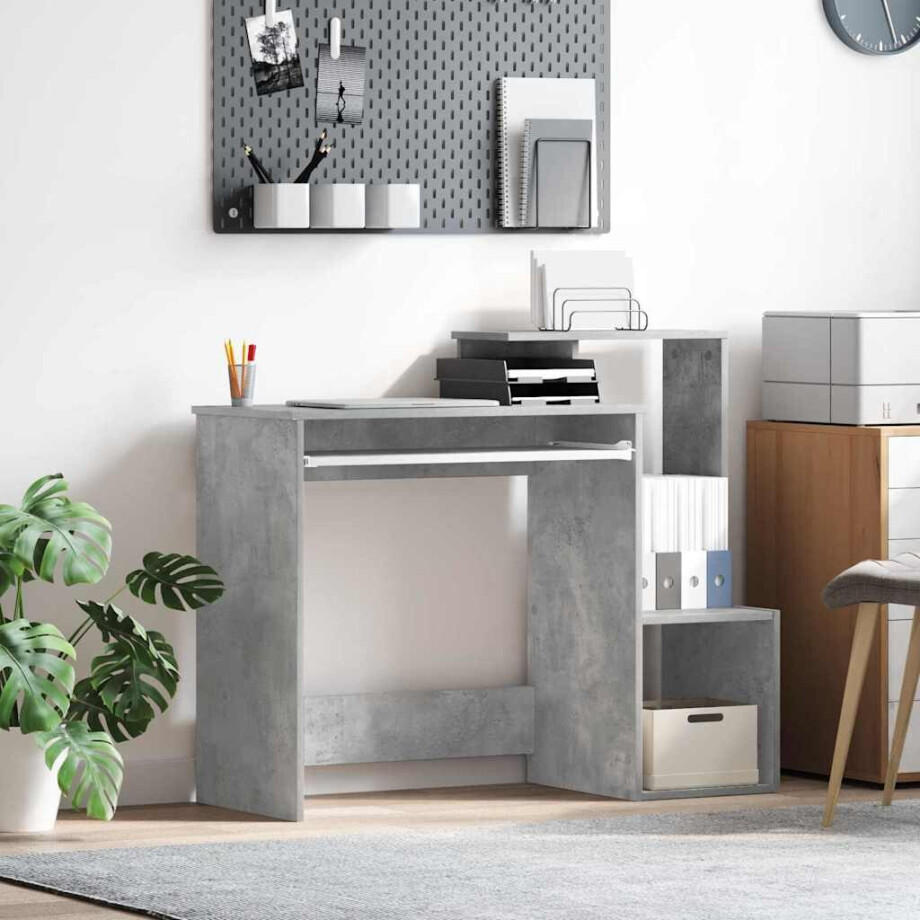 vidaXL Bureau met lade Beton Grijs 106 x 41 x 88.5 cm Bewerkt hout vidaXL Bureau met lade Beton Grijs 106 x 41 x 88.5 cm Bewerkt hout afbeelding 1