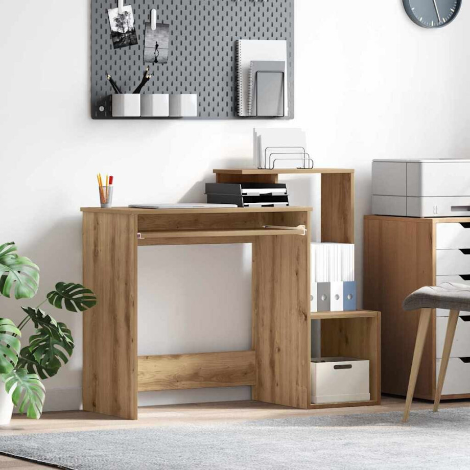 vidaXL Bureau met lade Artisan Eiken 106 x 41 x 88.5 cm Bewerkt hout afbeelding 1