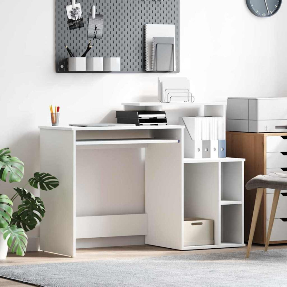 vidaXL Bureau met lade met plank Wit 120,5 x 44 x 88,5 cm Bewerkt hout vidaXL Bureau met lade met plank Wit 120,5 x 44 x 88,5 cm Bewerkt hout afbeelding 1