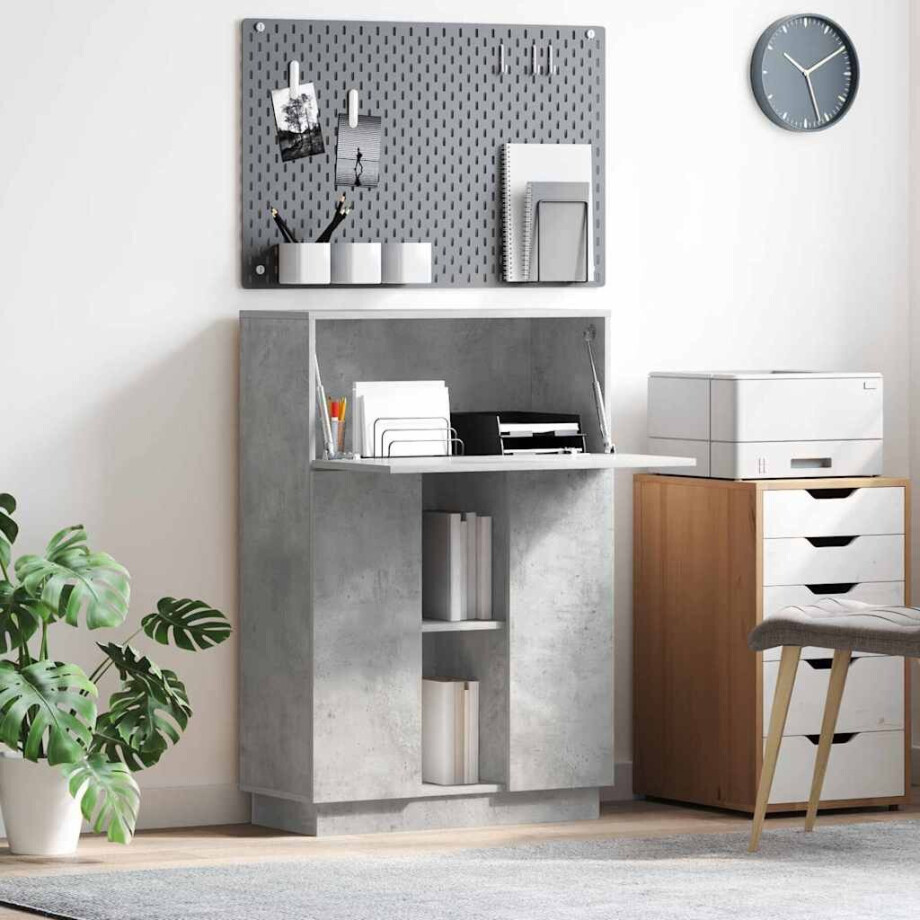 vidaXL Bureau Beton Grijs 71,5 x 31,5 x 106,5 cm Bewerkt hout vidaXL Bureau Beton Grijs 71,5 x 31,5 x 106,5 cm Bewerkt hout afbeelding 1