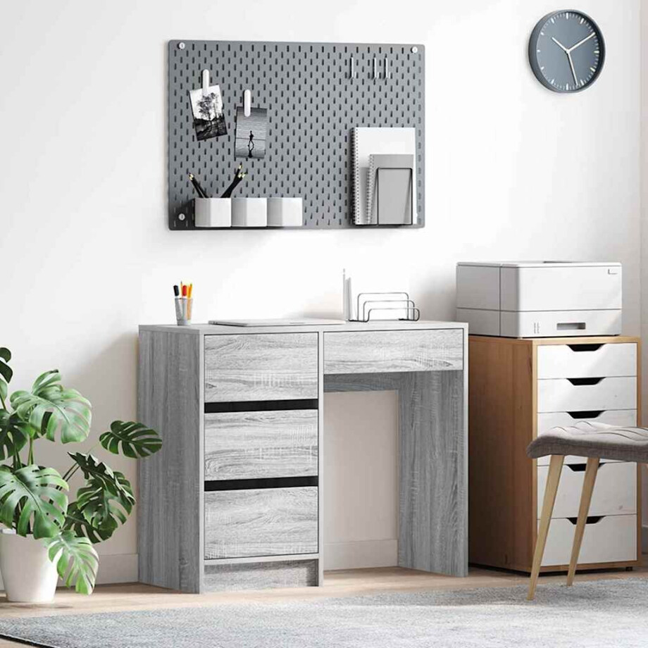 vidaXL Bureau met lade Grijs Sonoma 90 x 37,5 x 75 cm Bewerkt hout vidaXL Bureau met lade Grijs Sonoma 90 x 37,5 x 75 cm Bewerkt hout afbeelding 1