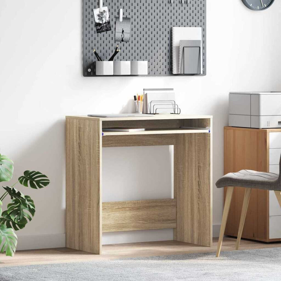 vidaXL Bureau met lade Sonoma Eiken 77.5 x 43 x 79 cm Bewerkt hout afbeelding 1
