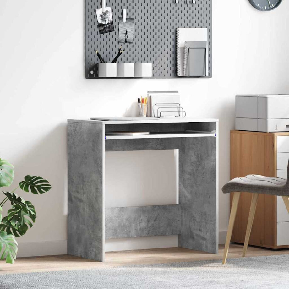 vidaXL Bureau met lade Beton Grijs 77.5 x 43 x 79 cm Bewerkt hout afbeelding 1