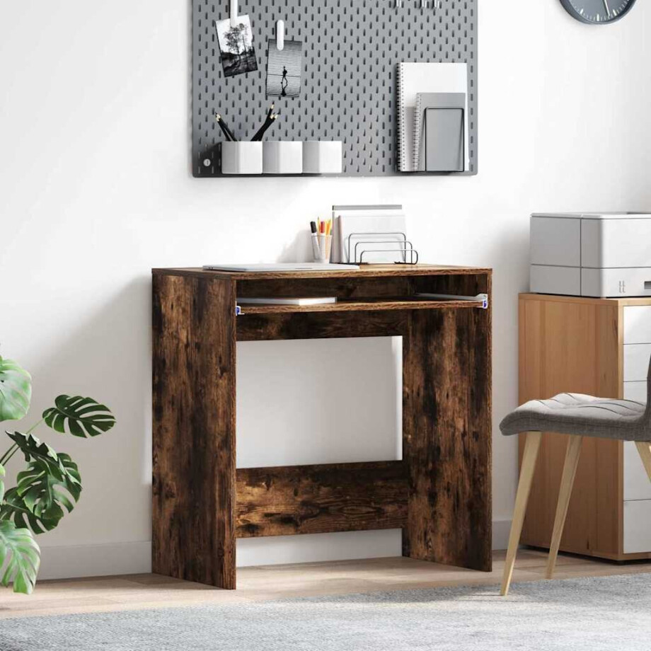 vidaXL Bureau met lade Gerookt eiken 77.5 x 43 x 79 cm Bewerkt hout afbeelding 1