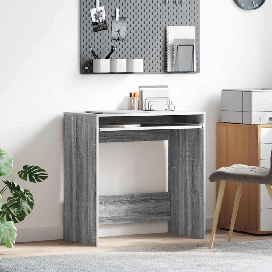 vidaXL Bureau met lade Grijs Sonoma 77.5 x 43 x 79 cm Bewerkt hout afbeelding 1