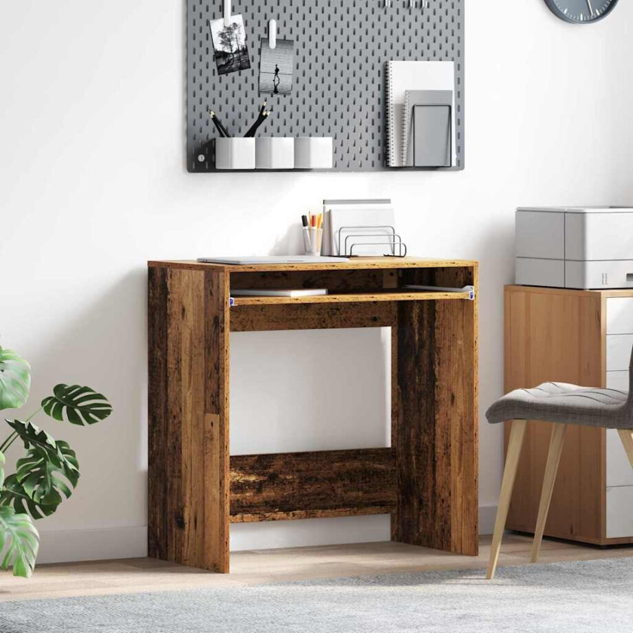vidaXL Bureau met lade Oud Hout 77.5 x 43 x 79 cm Bewerkt hout afbeelding 1