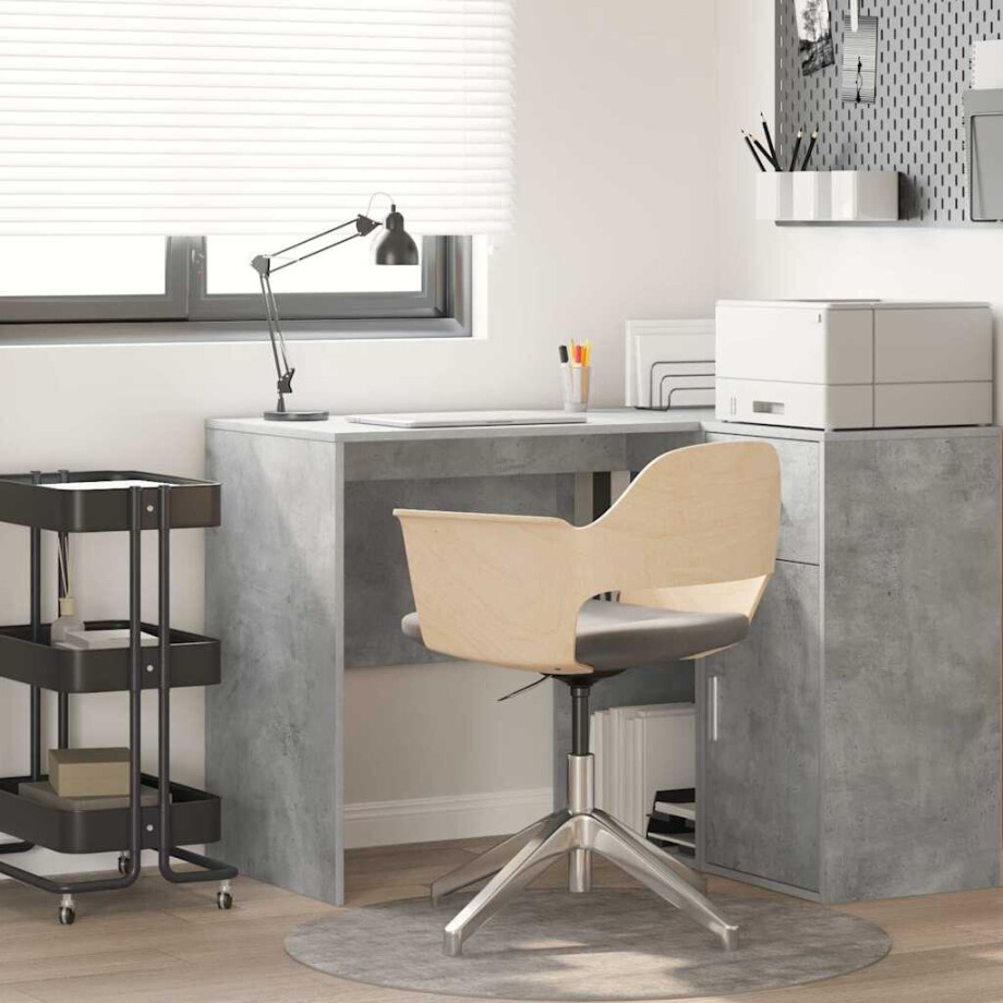 vidaXL Bureau met plank Beton Grijs 102 x 50 x 75 cm Bewerkt hout afbeelding 1