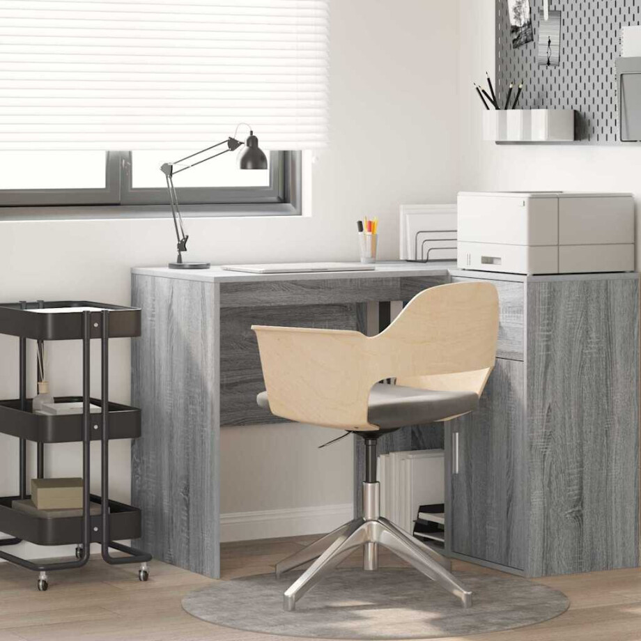 vidaXL Bureau met plank Grijs Sonoma 102 x 50 x 75 cm Bewerkt hout afbeelding 1