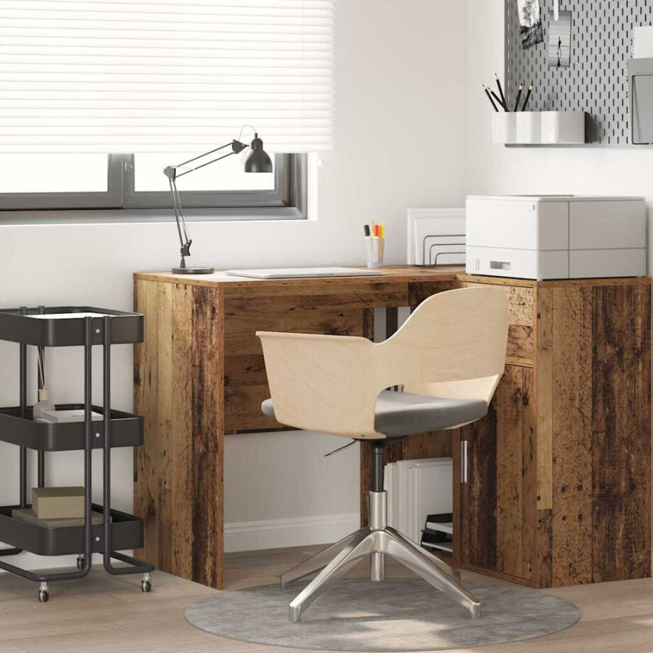 vidaXL Bureau met plank Oud Hout 102 x 50 x 75 cm Bewerkt hout afbeelding 1