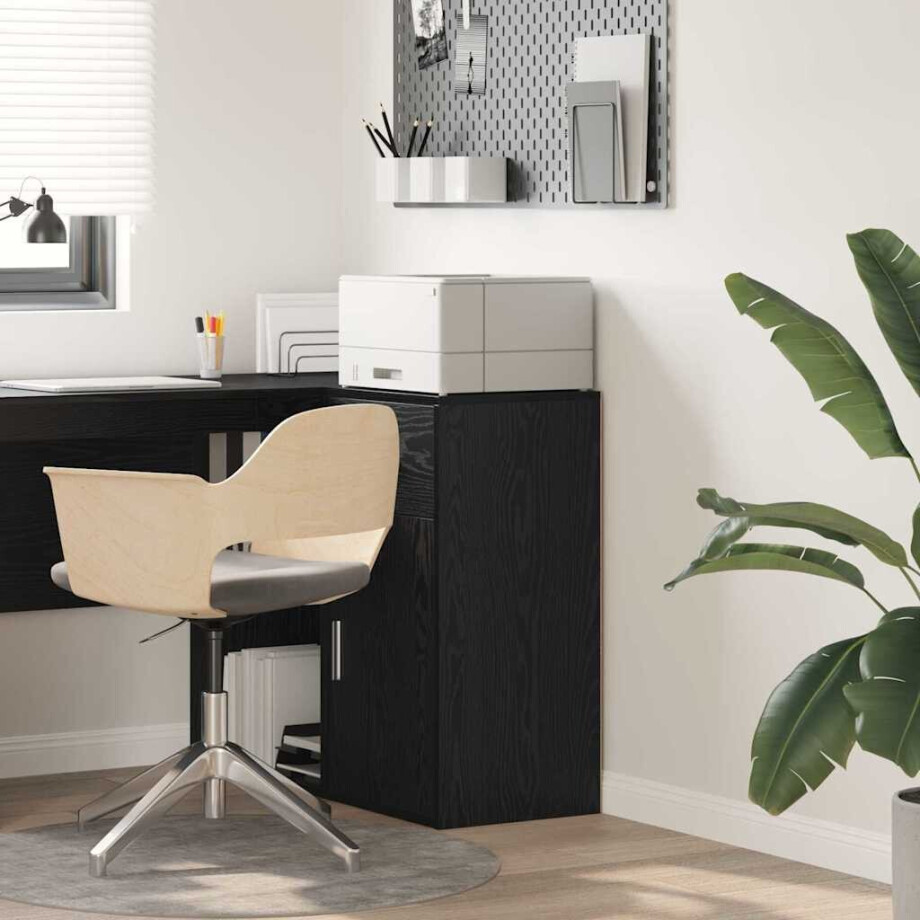 vidaXL Dressoir met lade Zwart Eiken 38 x 34 x 75 cm afbeelding 1