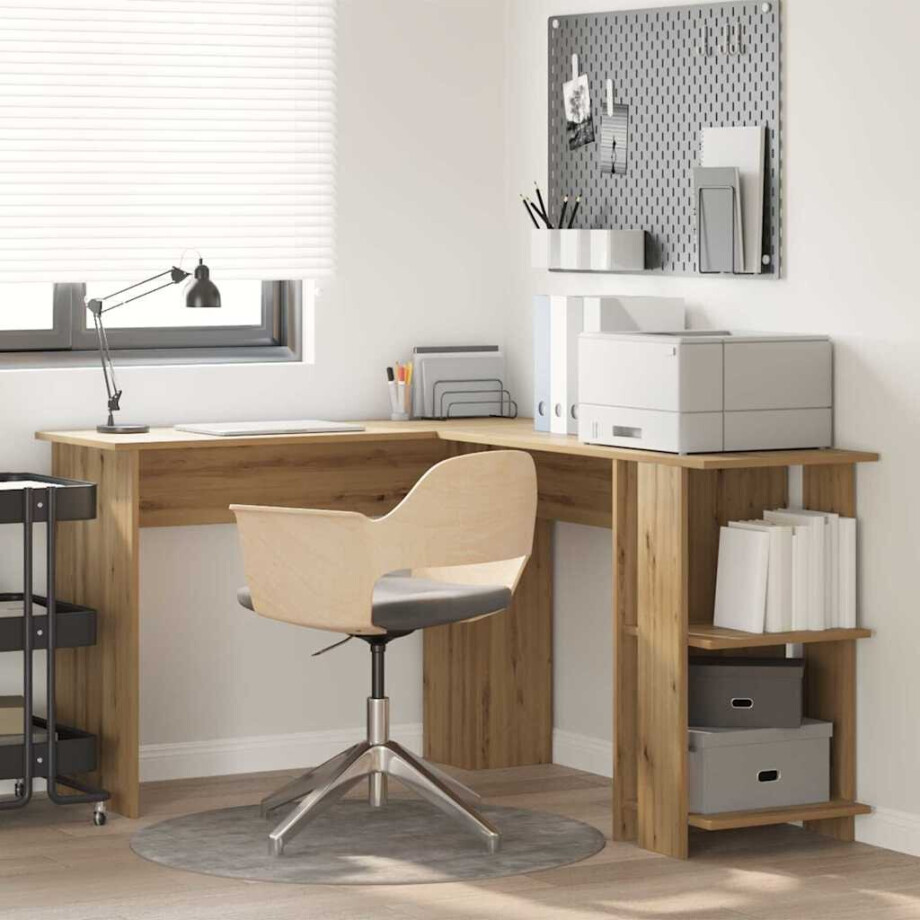 vidaXL Hoekbureau Artisan Eiken 140 x 113,5 x 75 cm Bewerkt hout vidaXL Hoekbureau Artisan Eiken 140 x 113,5 x 75 cm Bewerkt hout afbeelding 1