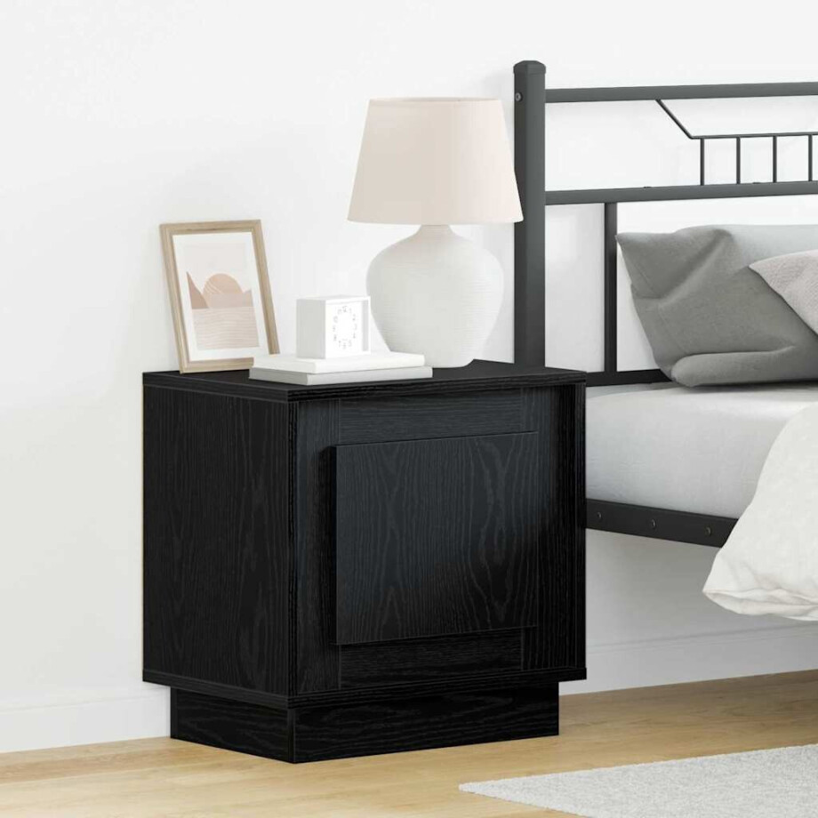 vidaXL Nachtkastje 2 pcs Zwart 44 x 34,5 x 45 cm Bewerkt hout afbeelding 1