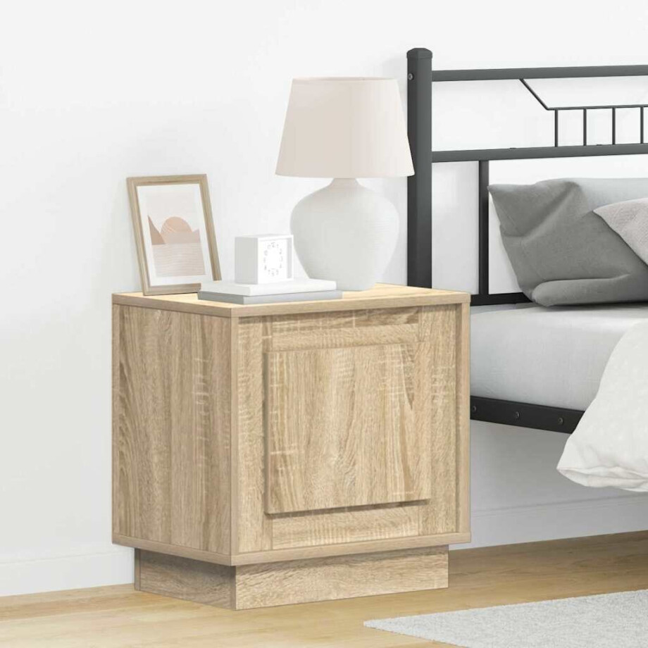 vidaXL Nachtkastje Sonoma Eiken 44 x 34,5 x 45 cm Bewerkt hout afbeelding 1