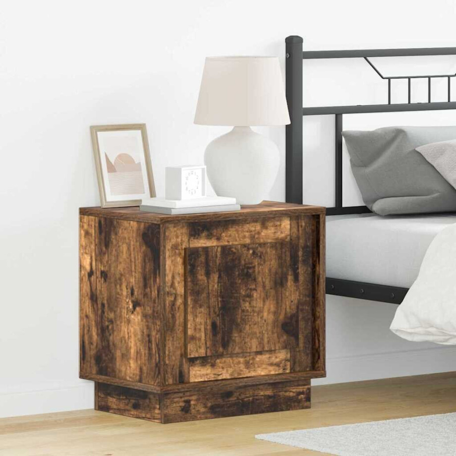 vidaXL Nachtkastje 2 pcs Gerookt eiken 44 x 34,5 x 45 cm Bewerkt hout afbeelding 1