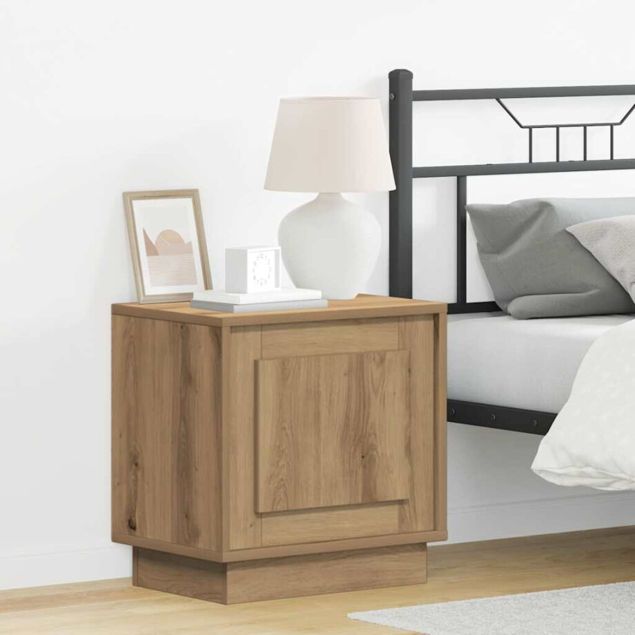 vidaXL Nachtkastje Artisan Eiken 44 x 34,5 x 45 cm Bewerkt hout vidaXL Nachtkastje Artisan Eiken 44 x 34,5 x 45 cm Bewerkt hout afbeelding 1