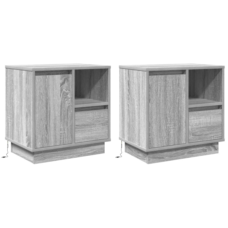 vidaXL Nachtkastje 2 pcs Grijs 50 x 34,5 x 50 cm. Bewerkt hout vidaXL Nachtkastje 2 pcs Grijs 50 x 34,5 x 50 cm. Bewerkt hout afbeelding 1