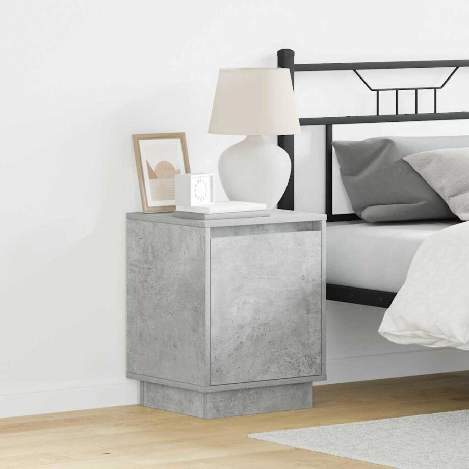 vidaXL Nachtkastje Beton Grijs 39 x 34,5 x 50 cm Bewerkt hout afbeelding 1