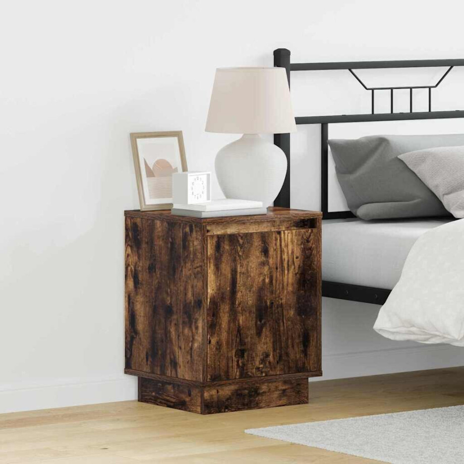 vidaXL Nachtkastje 2 pcs Gerookt eiken 39 x 34.5 x 50 cm Bewerkt hout afbeelding 1