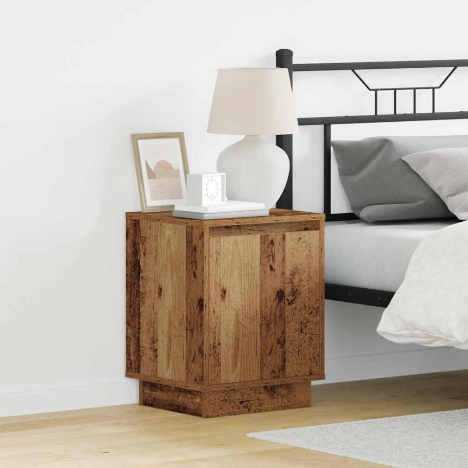 vidaXL Nachtkastje Oudhout 39 x 34,5 x 50 cm Bewerkt hout afbeelding 1