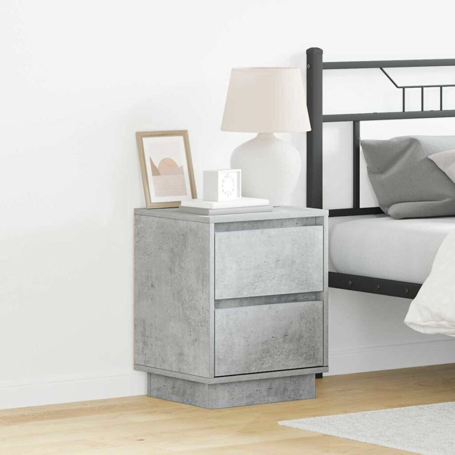 vidaXL Nachtkastje met lade Beton Grijs 39 x 34,5 x 50 cm Bewerkt hout afbeelding 1