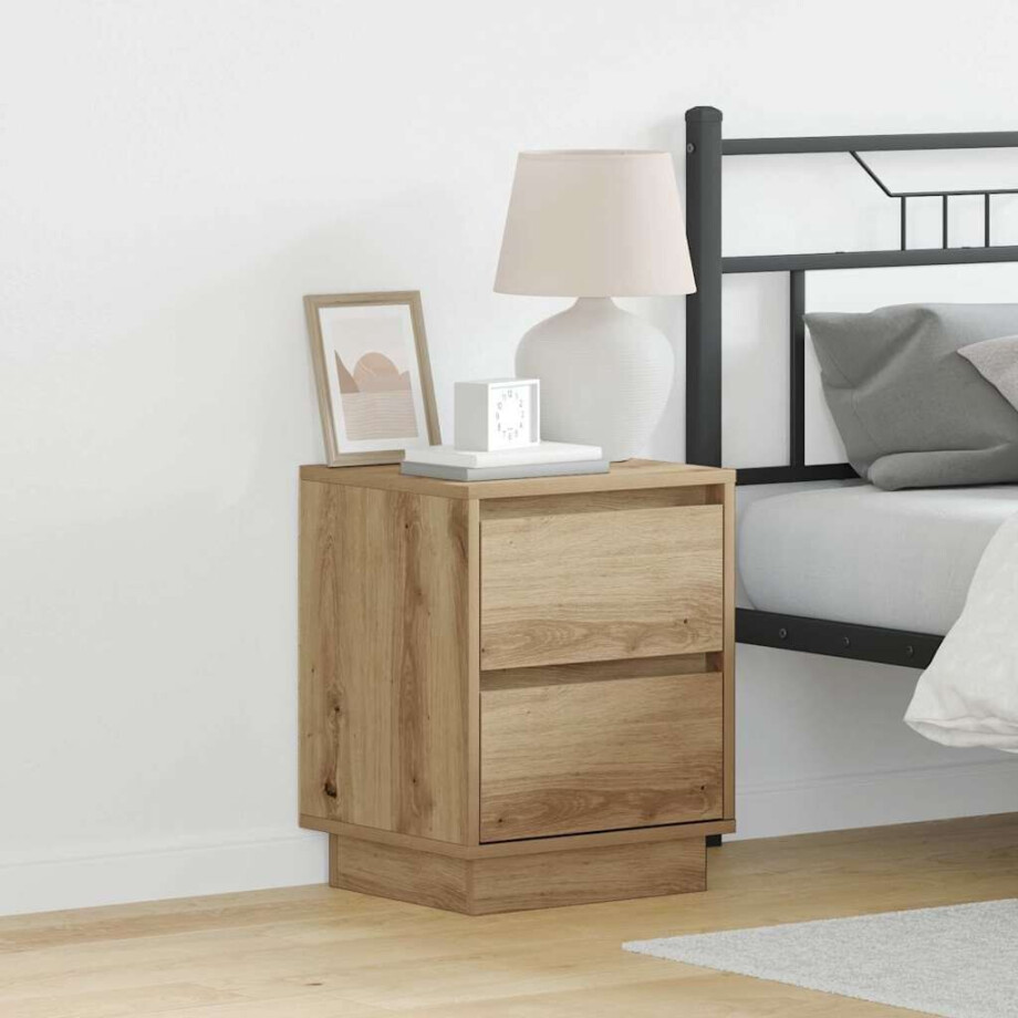 vidaXL Nachtkastje Artisan Eiken 39 x 34,5 x 50 cm Bewerkt hout afbeelding 1
